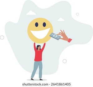 Money can buy happiness, philosophy or life success dilemma, financial goal vs work life balance and enjoy life concept. character life .