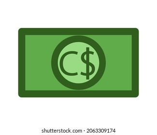 Money Canadian icon. Canadian Dollars banknote. Vector illustration.