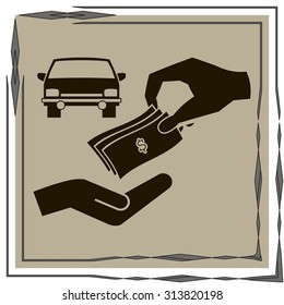 money and car vector icon