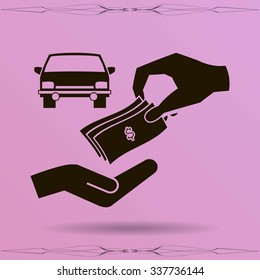 money and car vector icon