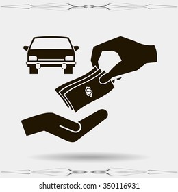 money and car vector icon