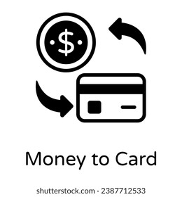 Money to card icon designed in solid style 