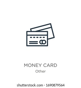 Money card icon. Thin linear money card outline icon isolated on white background from other collection. Line vector sign, symbol for web and mobile