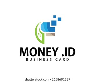 logotipo de cartão de dinheiro conceito de design criativo tecnologia digital crescimento financiamento empresarial