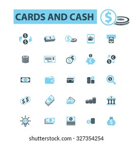 money, cards, cash icons