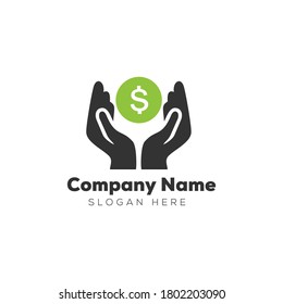 Money care design logo concept with business wealth and money in hand