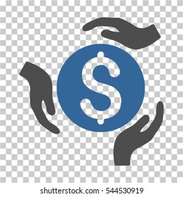 Money Care Hands icon. Vector pictograph style is a flat symbol, color, chess transparent background. Designed for software and web interface toolbars and menus.