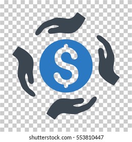 Money Care Hands icon. Vector pictogram style is a flat symbol, color, chess transparent background. Designed for software and web interface toolbars and menus.