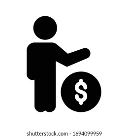 icono plano de glifo vectorial de dinero 