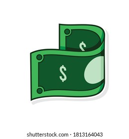 Money Cartoon Flat Sticker Vector