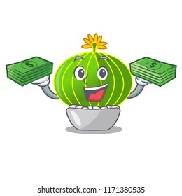 With money cartoon notocactus fuscus with beautiful spines
