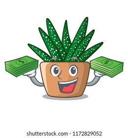 With money cartoon zebra cactus blooming in garden