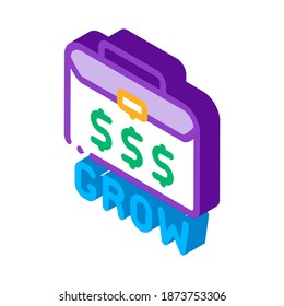 money case growing money icon vector. isometric money case growing money sign. color isolated symbol illustration