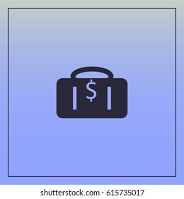 Money case icon, bag vector
