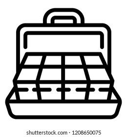Money case icon. Outline money case vector icon for web design isolated on white background