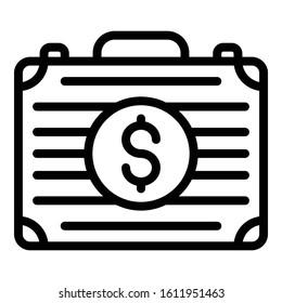 Money case icon. Outline money case vector icon for web design isolated on white background