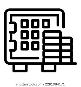 Vector de contorno de icono de caso de dinero. Pequeño banco. Local de documentos