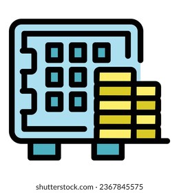 Money case icon outline vector. Small bank. Document local color flat