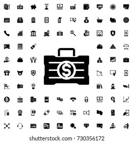 Money case icon. set of filled finance icons.