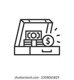 Money in a case, linear icon. Line with editable stroke