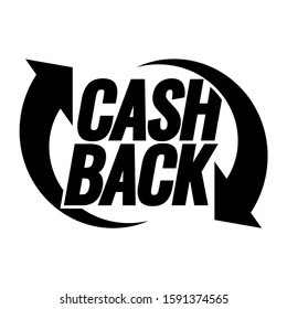 Money cash back icon. Black and white emblem. Vector illustration.