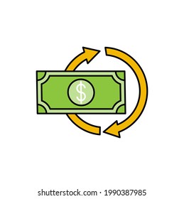 Money Cash Back icon Vector Illustration. Cash Back bonus, return money, cash back rebate icon design concept for e-commerce, online store and marketplace website, mobile, logo, symbol, sign, app