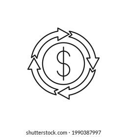 Money Cash Back Symbol Vektorgrafik. Cash Back Bonus, Rückgabe von Geld, Bargeld-Rückerstattungsrabatt-Design-Konzept für E-Commerce, Online-Shop und Marktplatz-Website, Handy, Logo, Symbol, Zeichen, App