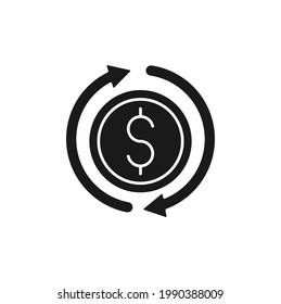 Icono de Money Cash Back Ilustración vectorial. Bonificación de Cash Back, dinero de retorno, concepto de diseño de iconos de reembolso de efectivo para comercio electrónico, tienda online y sitio web de mercado, móvil, logotipo, símbolo, signo, aplicación