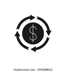 Icono de Money Cash Back Ilustración vectorial. Bonificación de Cash Back, dinero de retorno, concepto de diseño de iconos de reembolso de efectivo para comercio electrónico, tienda online y sitio web de mercado, móvil, logotipo, símbolo, signo, aplicación