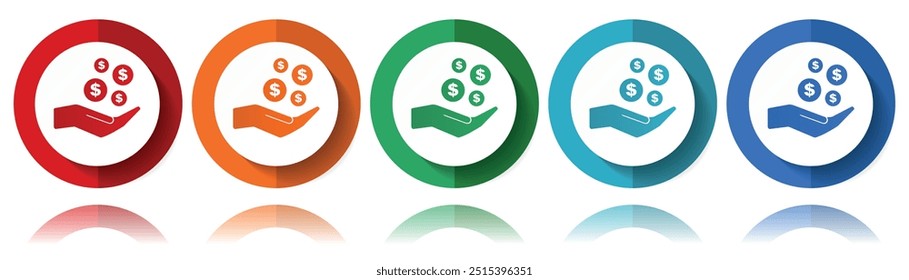 Money, cash, bank vector icons, flat icon set for logo design, webdesign and mobile applications, colorful web button collection in eps 10