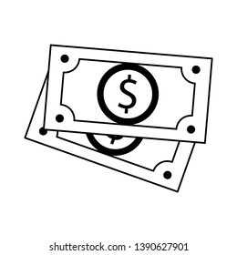 Money cash billets isolated black and white