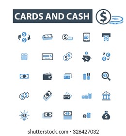 money, cash, cards icons