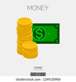 Money cash and coins color icon