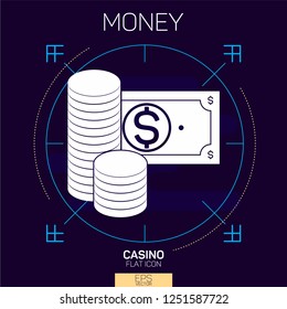 Money cash and coins flat icon