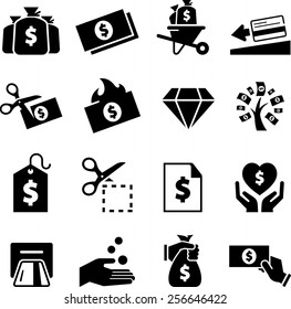 Money, cash, credit and debt icons