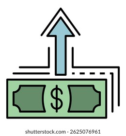 Money cash deposit icon. Outline money cash deposit vector icon color flat isolated