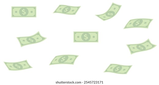 Money cash, dollar banknotes rain. Fly stack of paper, falling green bill. Financial payment, lottery win. Wealth and finance success.