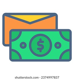 money, cash, dollar icon or logo illustration filled outline color style. Icons ecommerce color.