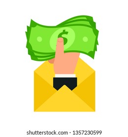 Money cash in envelope. Bribery concept icon. Clipart image isolated on white background