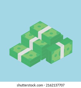 diseño isométrico del vector de caja plana de dinero