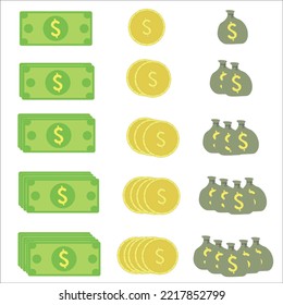Money cash glod coins with the bank money isolated