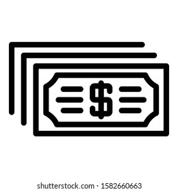 Money cash icon. Outline money cash vector icon for web design isolated on white background