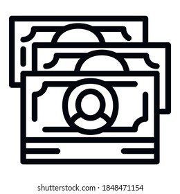 Money cash icon. Outline money cash vector icon for web design isolated on white background