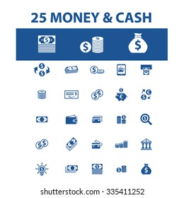 money, cash icons, signs vector concept set for infographics, mobile, website, application
