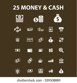 money, cash icons, signs vector concept set for infographics, mobile, website, application
