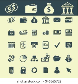 money, cash icons, signs vector concept set for infographics, mobile, website, application 