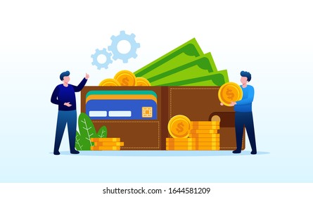 Plantilla vectorial plana de ilustración de dinero en efectivo 