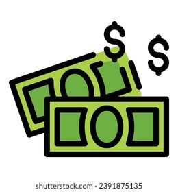 Money cash investor icon outline vector. People volunteer. Social support color flat