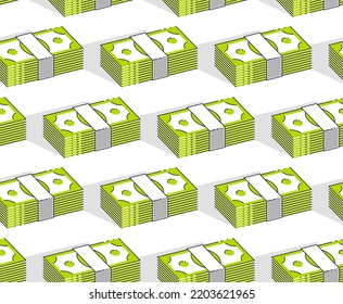 Money Cash Seamless Background, Backdrop For Financial Business Website Or Economical Theme Ads And Information, Dollar Currency Money Signs, Vector Wallpaper Or Web Site Background.