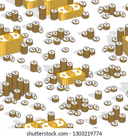 Money cash seamless background, dollar currency money signs, backdrop for financial business website or economical theme ads and information, vector wallpaper or web site background.